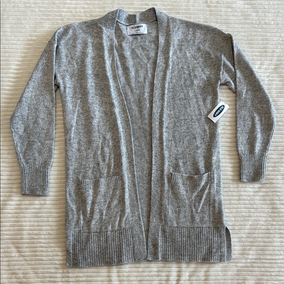 Old Navy 3/4 Sleeve Open Front Long Grey Cardigan NWT Large 10-12 - Picture 1 of 12